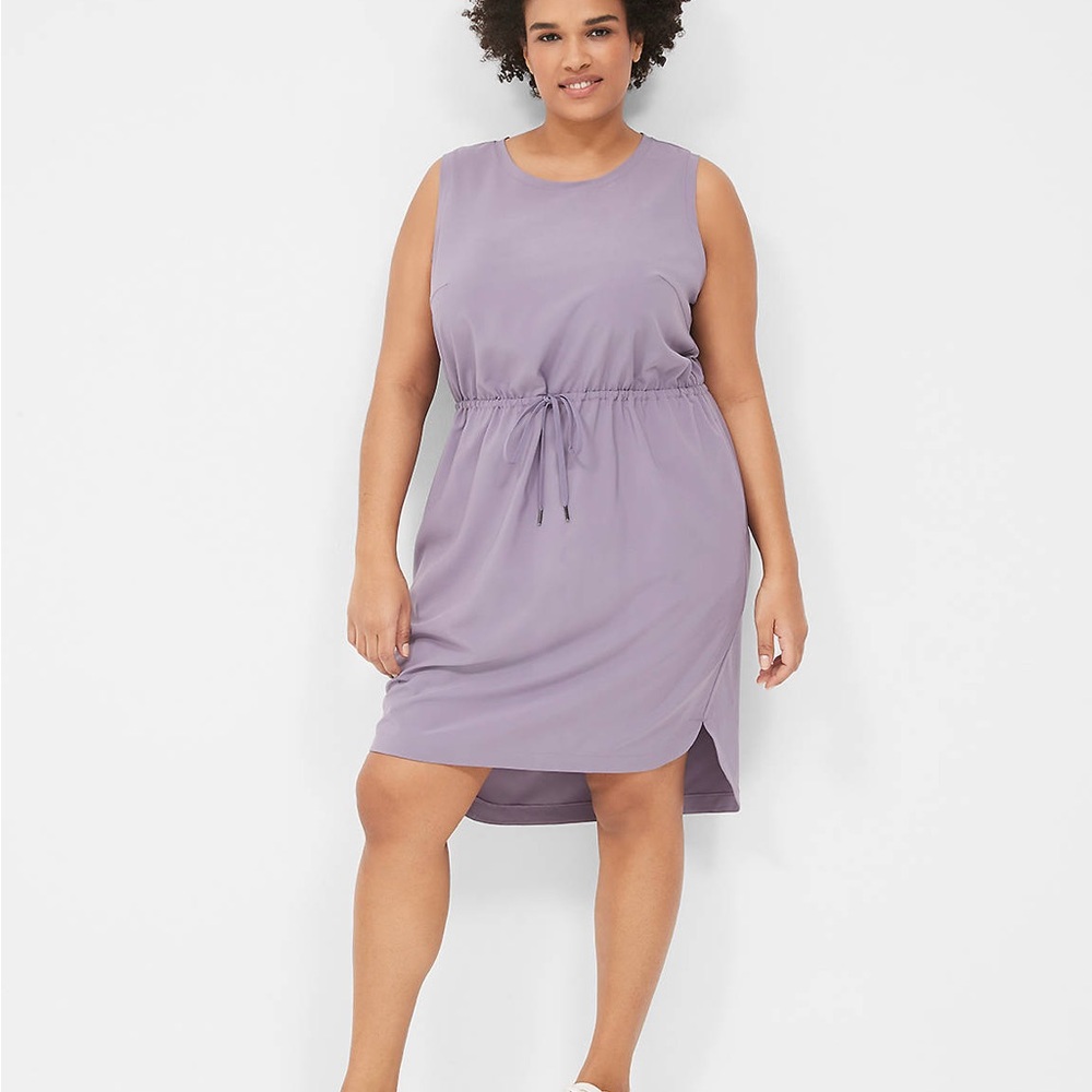 Lane Bryant LIVI Stretch Woven Drawstring Dress - Purple Sage
